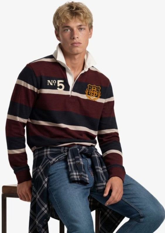 Superdry Double Emblem Stripe Rugby Top