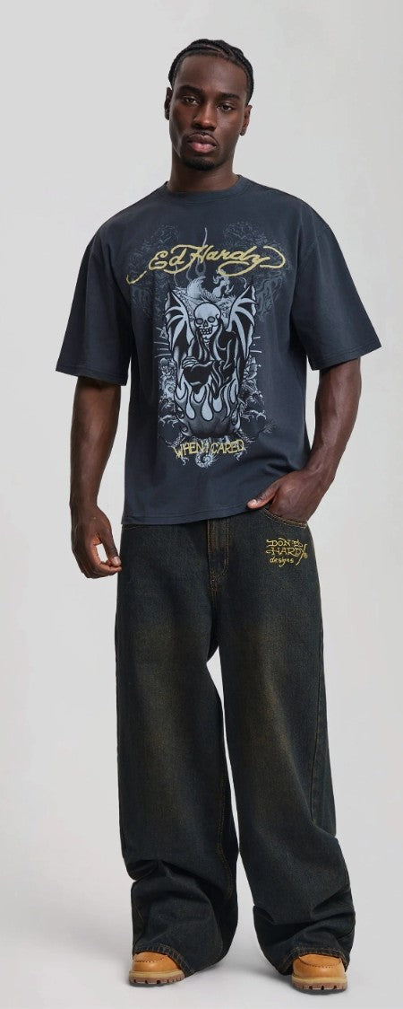 Ed Hardy Slithering Dragon Embroidered Extra Jeans