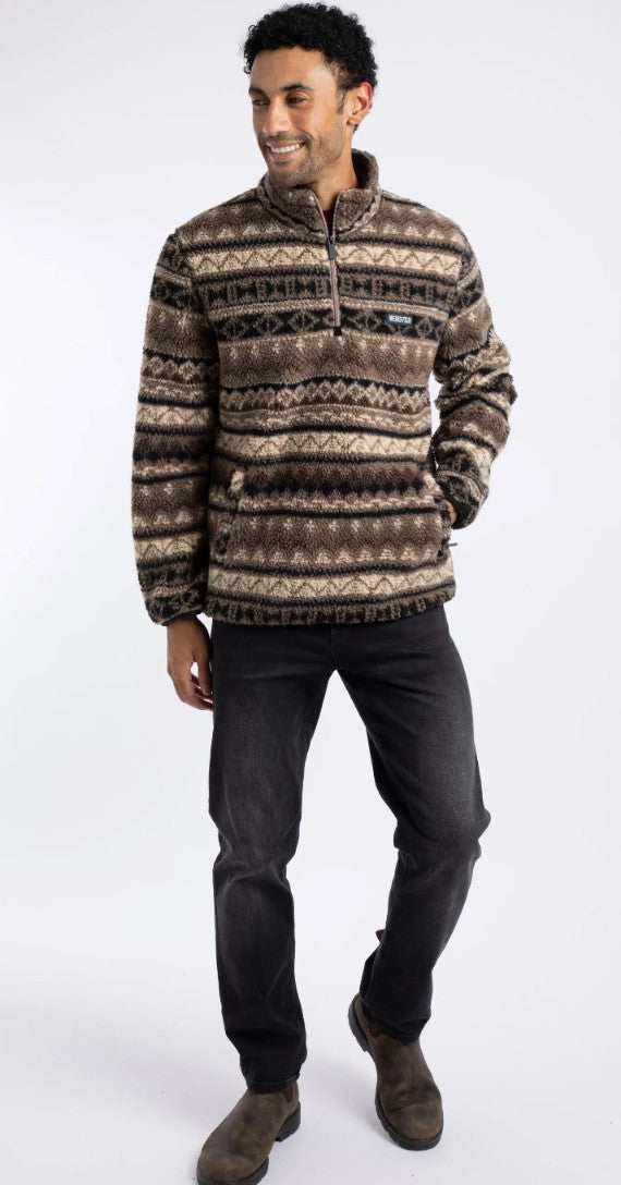 Weird Fish Nash 1/4 Zip Borg Fleece in Sandstone - Men's
