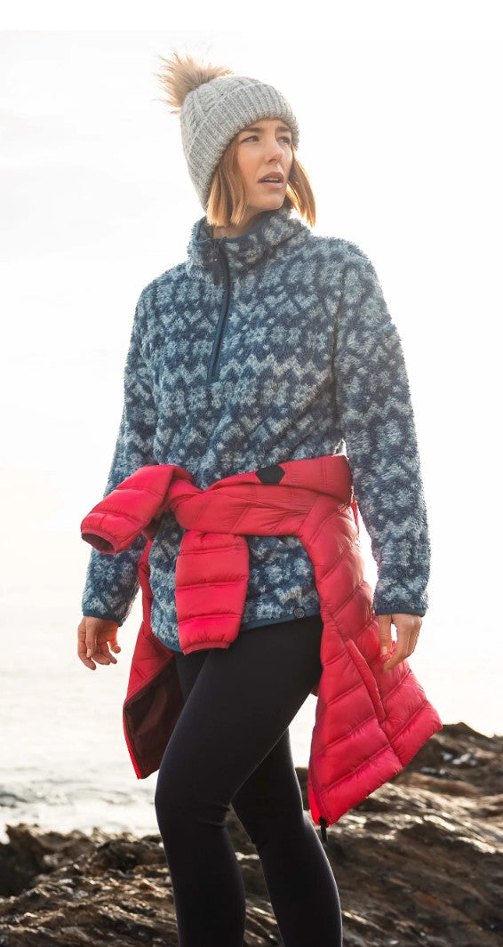 Weird Fish Pikard 1/4 Zip Printed Cosy Fleece Light Blue