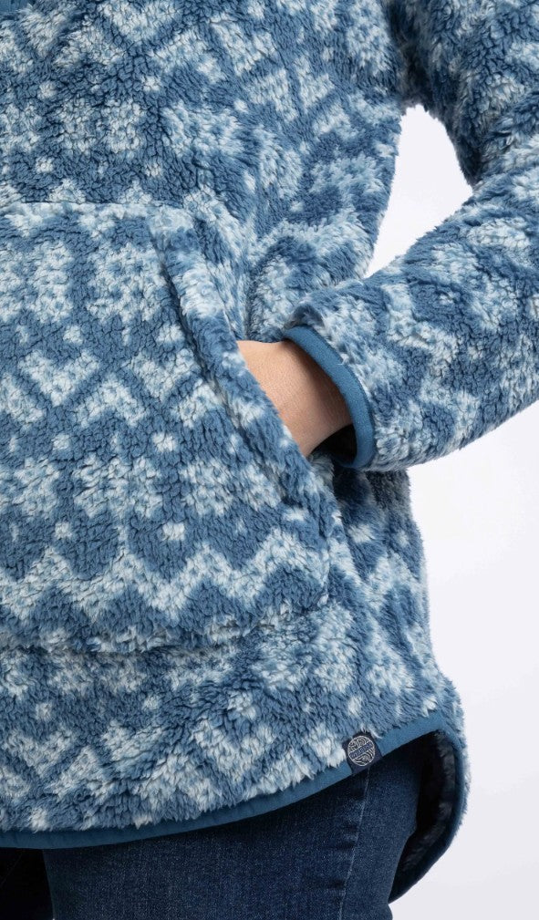 Weird Fish Pikard 1/4 Zip Printed Cosy Fleece Light Blue