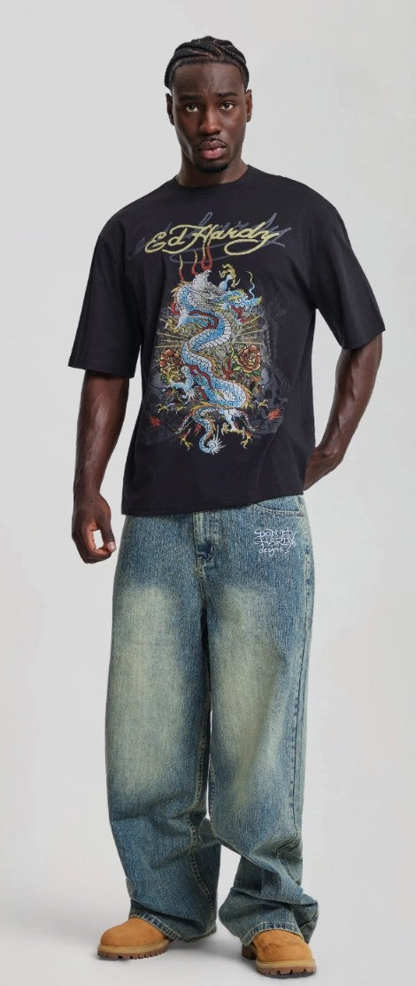 Ed Hardy Slithering Dragon Embroidered Extra Jeans