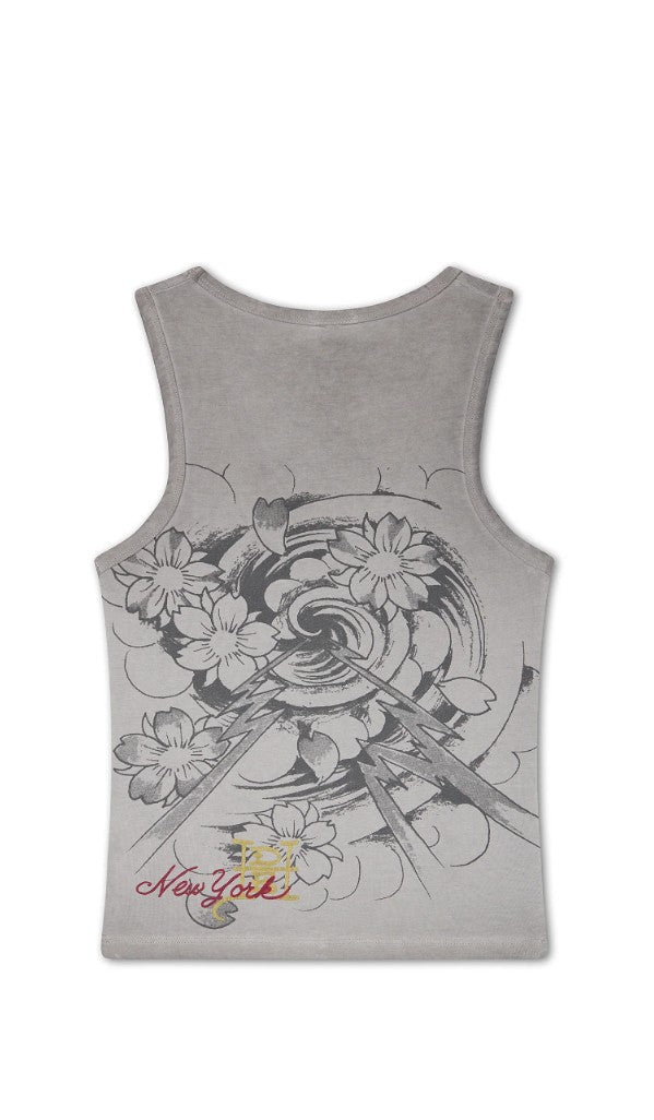 Ed Hardy Womens In Memory Of When I Cared Washed Fitted Vest Top