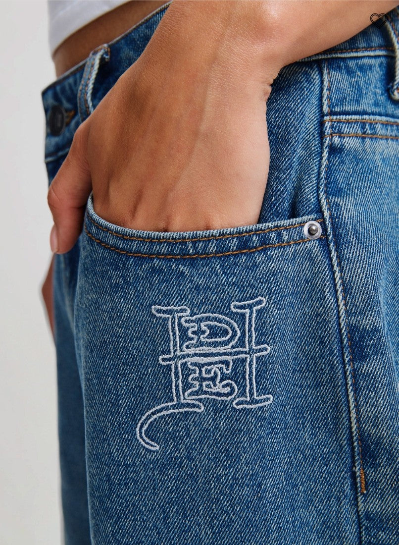 Ed Hardy Womens Gothic Cross Washed Relaxed Jeans