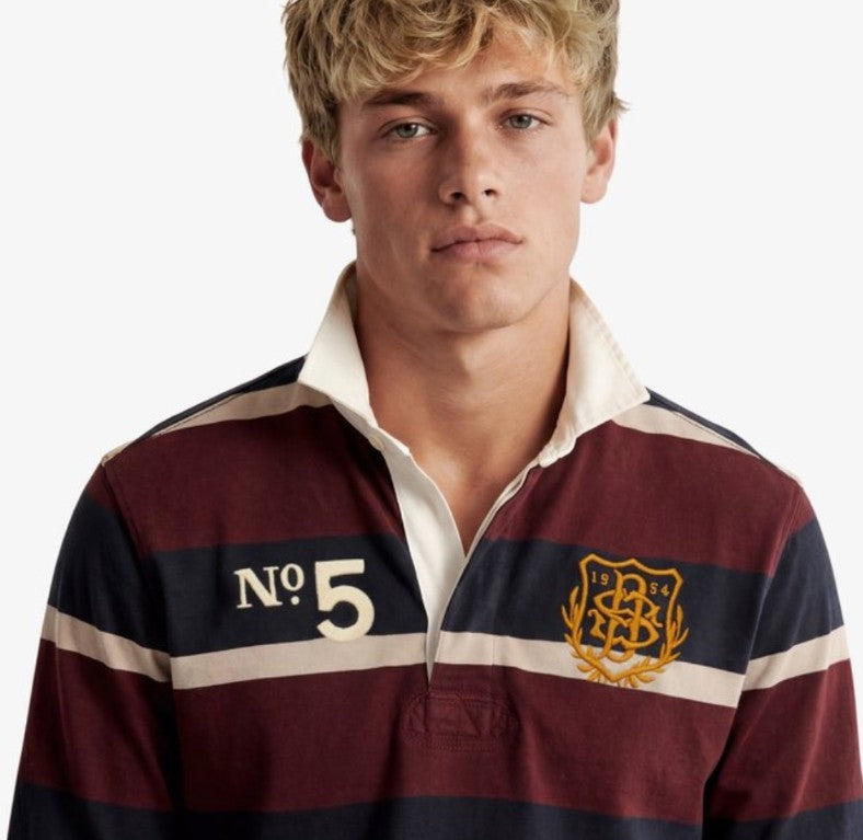 Superdry Double Emblem Stripe Rugby Top