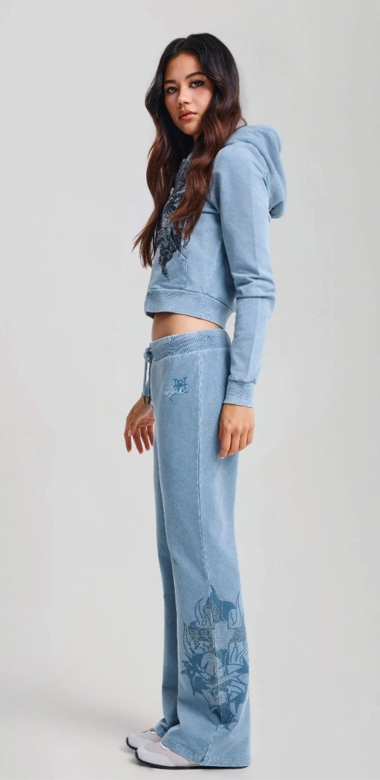 Ed Hardy Womens Cross and Thorns Washed Flares Joggers
