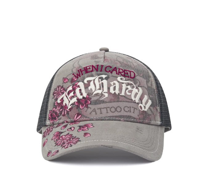 Ed Hardy Floral Tattoo City Vintage Wash 5 Panel Trucker Cap